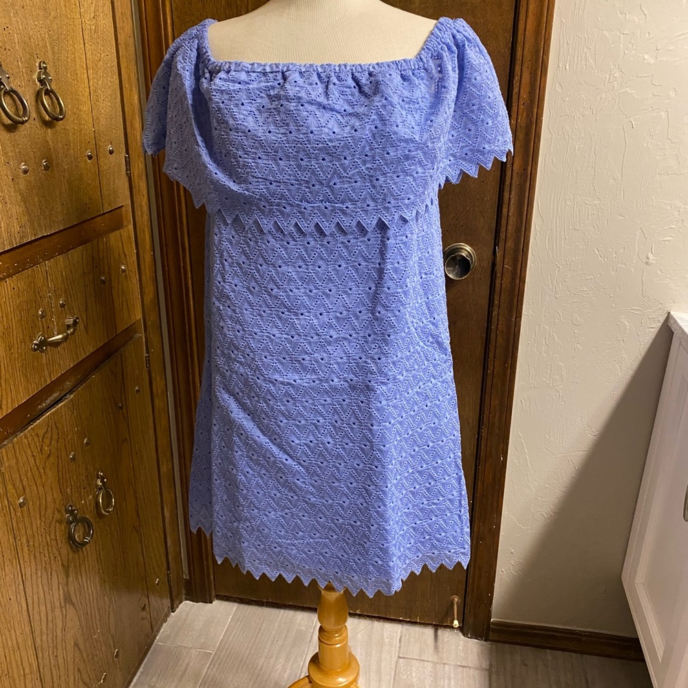 Kensie Periwinkle Eyelet Dress